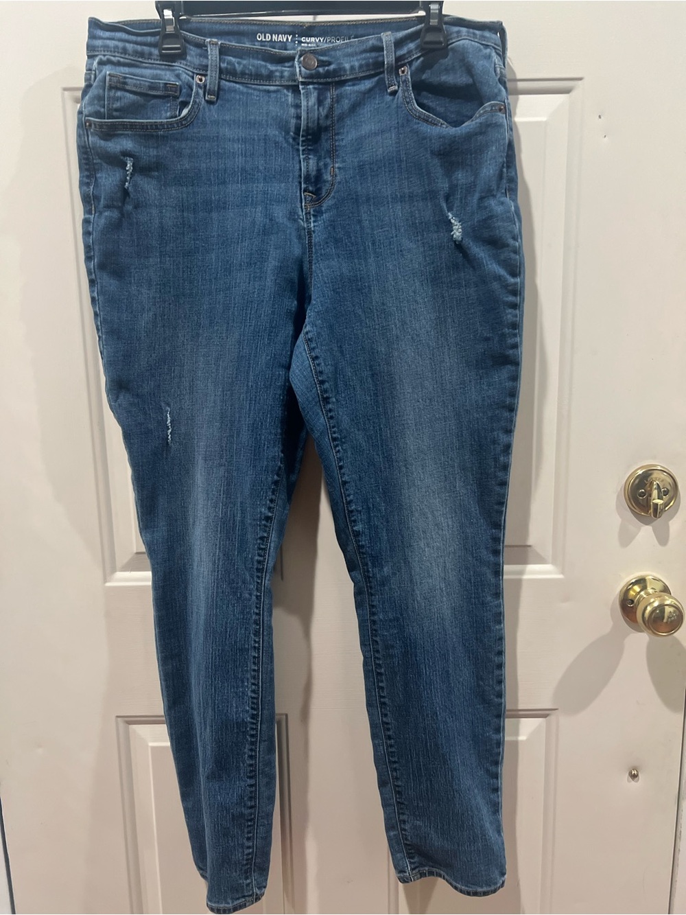 Old Navy Women's Dark Blue Skinny Jeans with Light Distressing